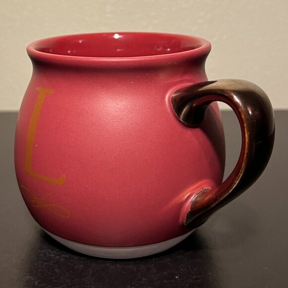 THRESHOLD Letter "L" Initial Monogram Rounded Maroon Stoneware Mug - Picture 3 of 14